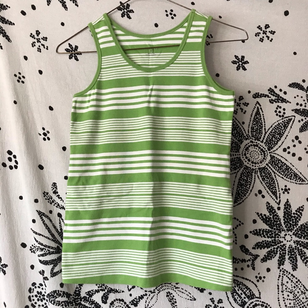 Lands' End striped crew neck racerback tank top